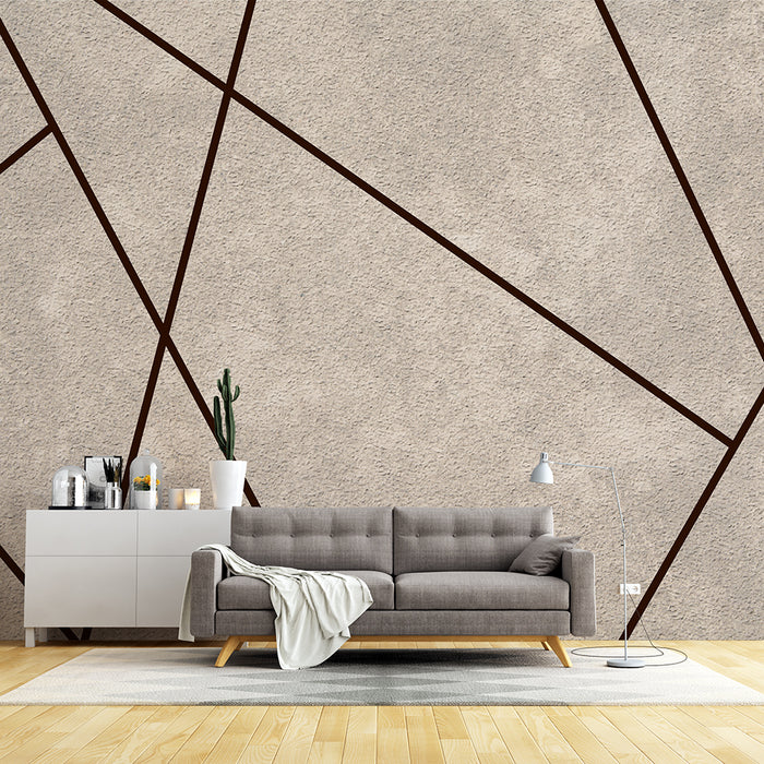 Geometric line wallpaper mural | Living room bedroom minimalist wabi sabi style decorative wall