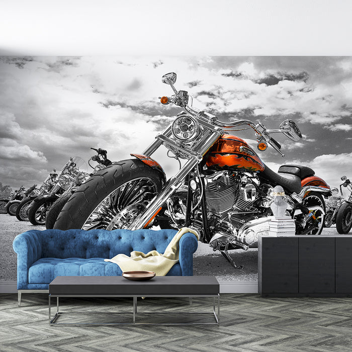 Retro Harley motorcycle wallpaper mural | Street cool motorcycle