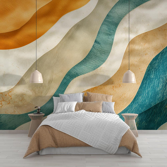 Abstract wavy wallpaper mural | Artistic decorative wall in living room and bedroom