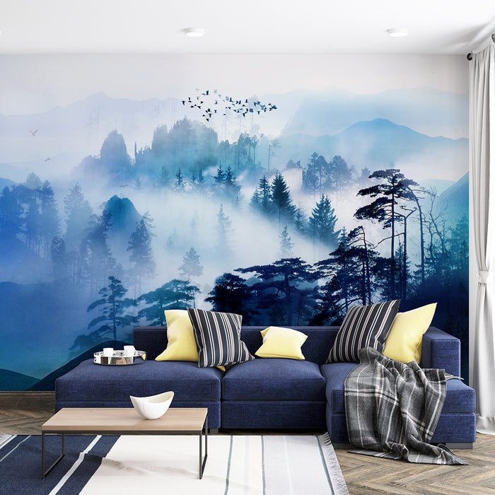 Natural Landscape Wallpaper Mural | Forest in the Mist