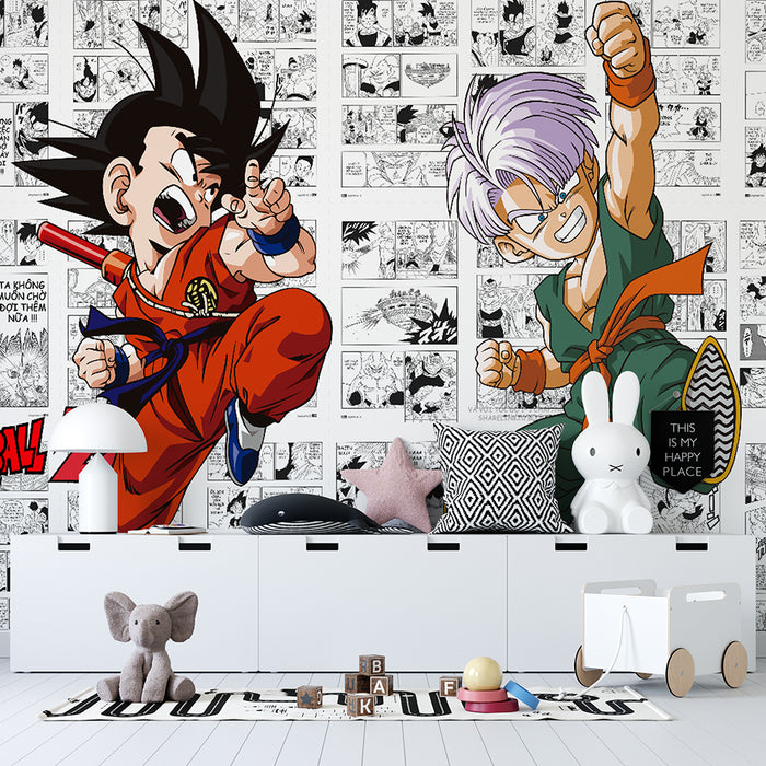 Dragon Ball Z Anime Wallpaper Mural | Manga Storyboard Kids Room Decor | Passionate Anime Theme