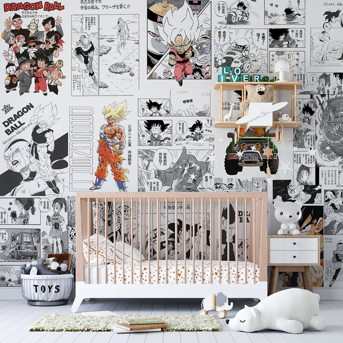Dragon Ball Manga Wallpaper Mural - Classic Black & White Art