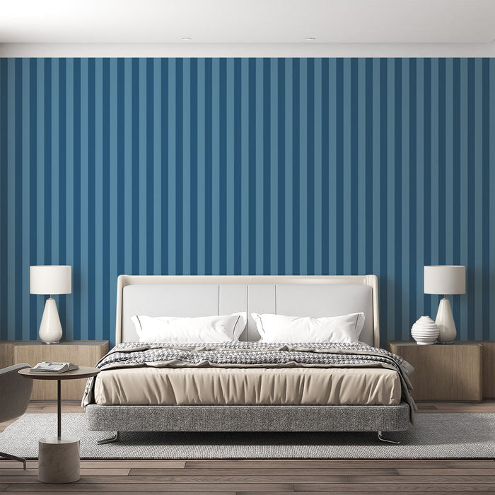 Blue Striped Wallpaper - Minimalist Ocean Dream Décor