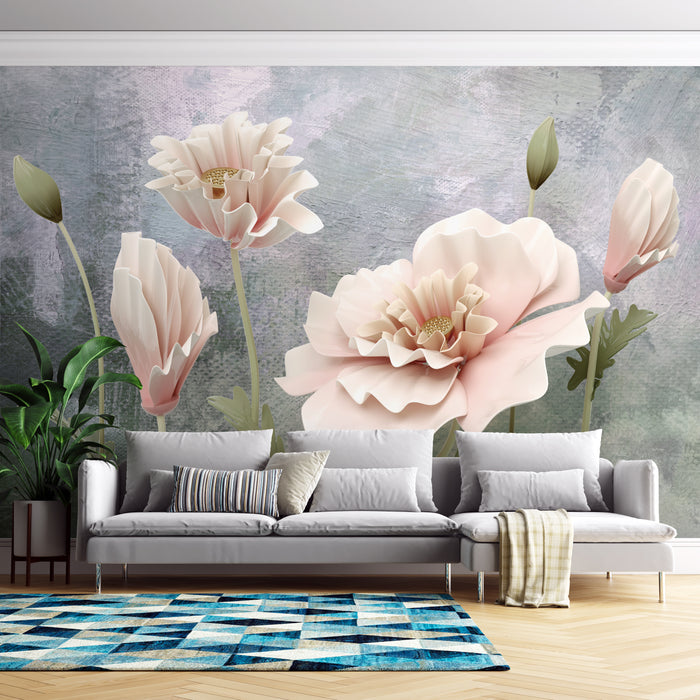 Morandi Flower Wallpaper Mural | Pink Flower Bedroom Wallpaper