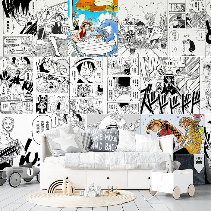 One Piece Anime Wallpaper Mural | Manga Storyboard Pirate Theme | Adventure Kids Room Decor