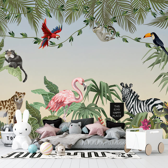 Tropical Jungle Animal Wallpaper – Natural Adventure Decor