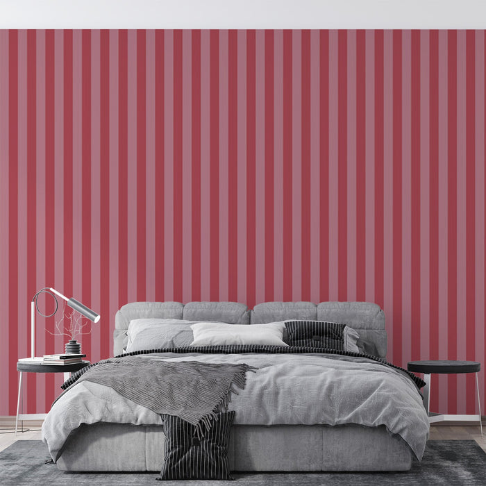 Red & Pink Striped Wallpaper – Vintage Romantic Dream
