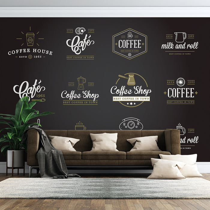 Vintage coffee logo wallpaper | Coffee logo art mural