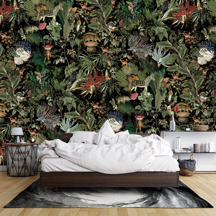 Tropical Jungle Wallpaper Mural | Living Room and Study Art Decoration Wall