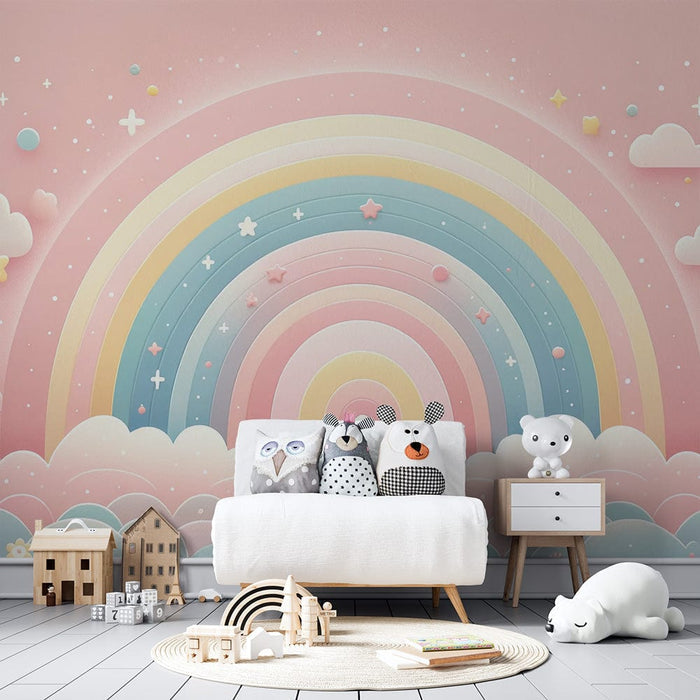 Macaron Rainbow Wallpaper Mural | Children's Room Decorative Wall
