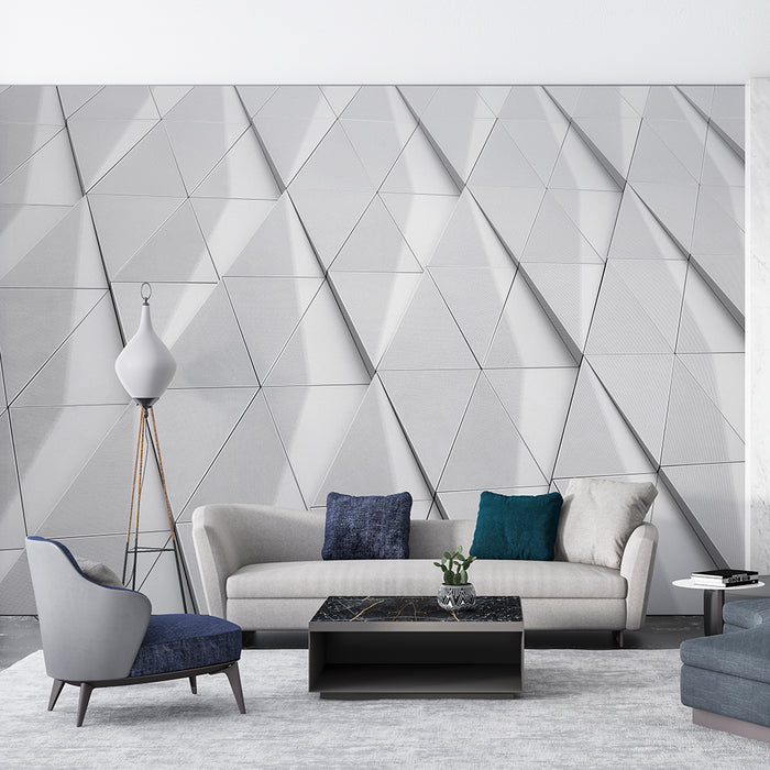 Geometric Triangle Wallpaper Mural | Advanced Grey Tone