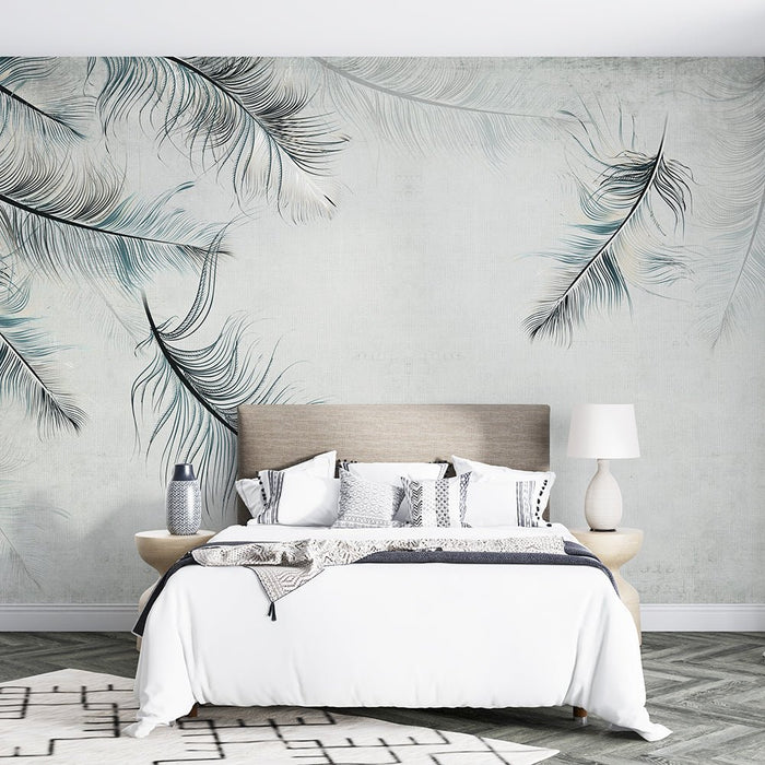Artistic feather wallpaper mural | Bedroom living room ins style wall decoration - Carving wallpaper