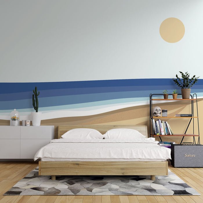 Beach Wallpaper Mural | Fine Sand, Calm Sea, and Sunshine - Carving wallpaper