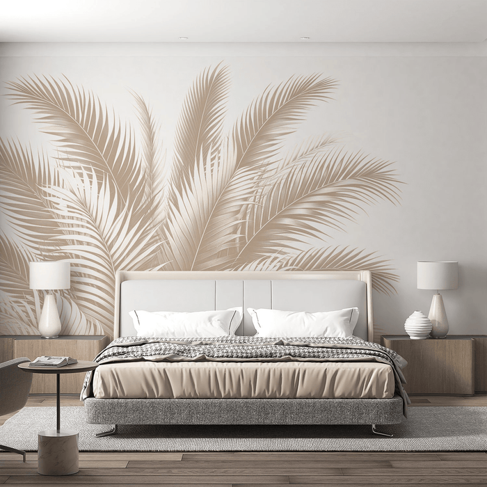 Beige Leaf Wallpaper Palm Leaf Bouquet - Carving wallpaper