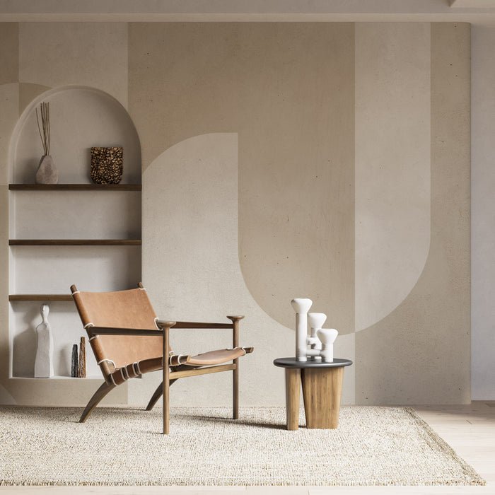 Beige wallpaper mural | Circular art - Carving wallpaper