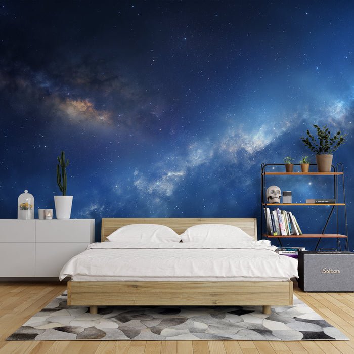 Blue Starry Sky Wallpaper Mural | Cosmic Nebula - Carving wallpaper