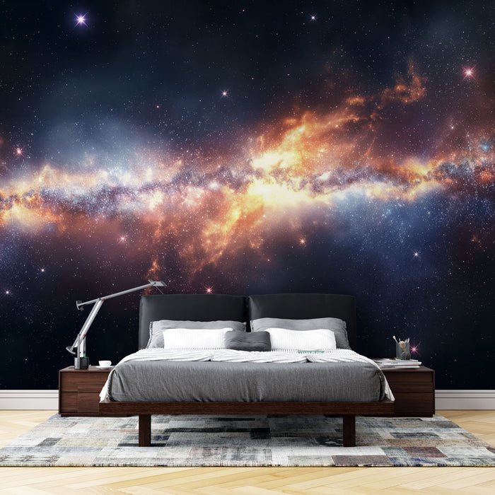 Brilliant Galaxy Wallpaper Mural | Cosmic Starry Sky - Carving wallpaper