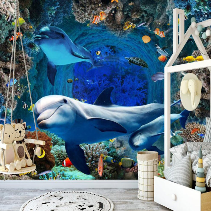 Childhood Ocean Wallpaper Mural | Underwater World Theme Wallpaper - Carving wallpaper