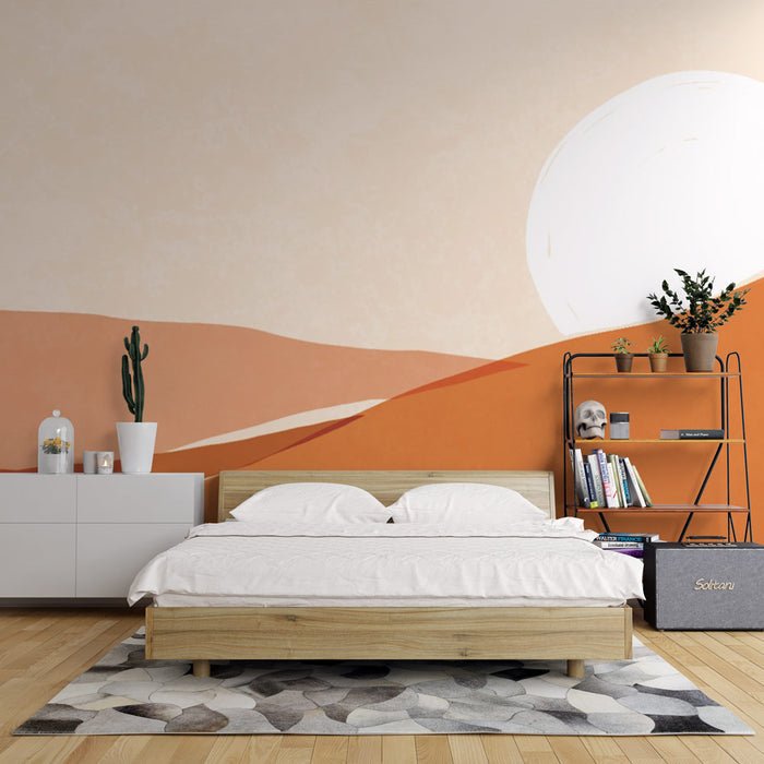 Desert style wallpaper mural | Sunset on a soft desert landscape - Carving wallpaper