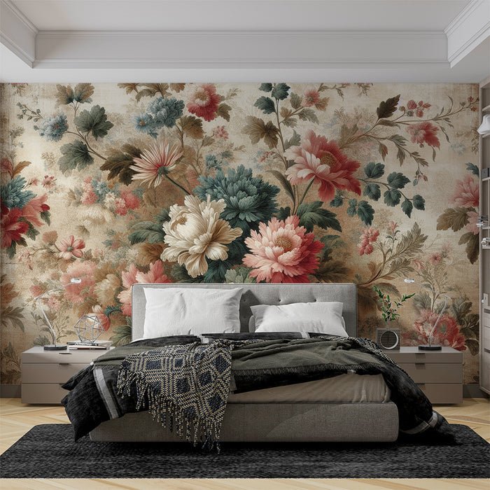 European retro floral wallpaper mural | Rural style - Carving wallpaper