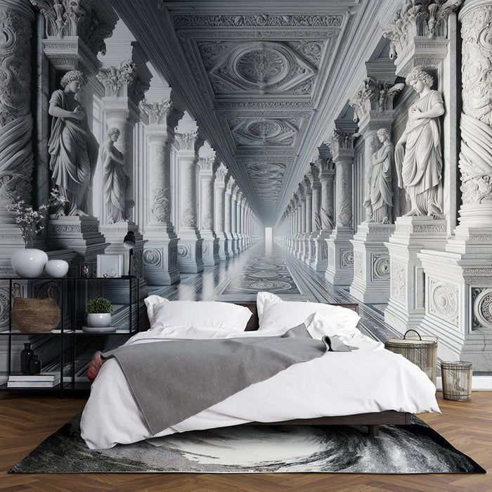European sculpture wallpaper mural | Classical colonnade - Carving wallpaper
