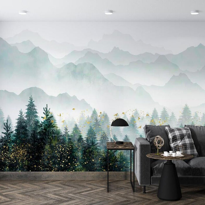 Forest Wallpaper Murals | Forest Mist Scenes Create a Tranquil Atmosphere - Carving wallpaper