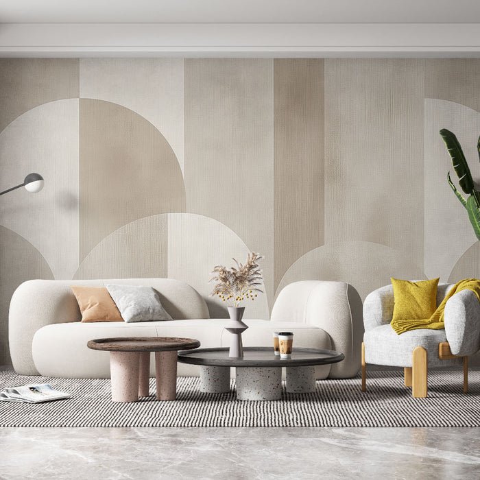 Geometric Half circle Wallpaper Mural | White Half circle - Carving wallpaper