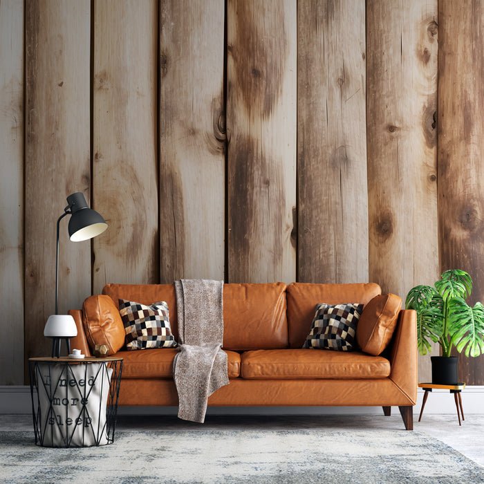 Imitation wood wallpaper mural | Vertical rough board - Carving wallpaper