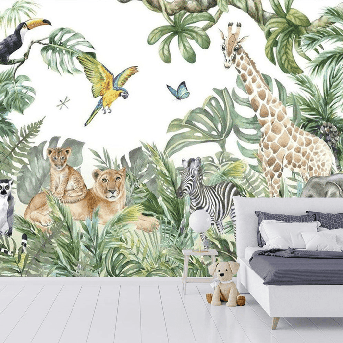 Jungle wallpaper, flora and fauna - Carving wallpaper