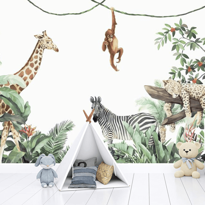 Jungle wallpaper, giraffe, monkey spot, careless - Carving wallpaper