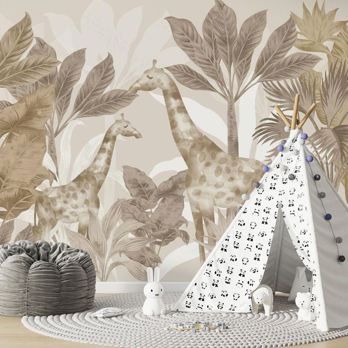 Jungle Wallpaper | Panoramic Giraffe - Carving wallpaper