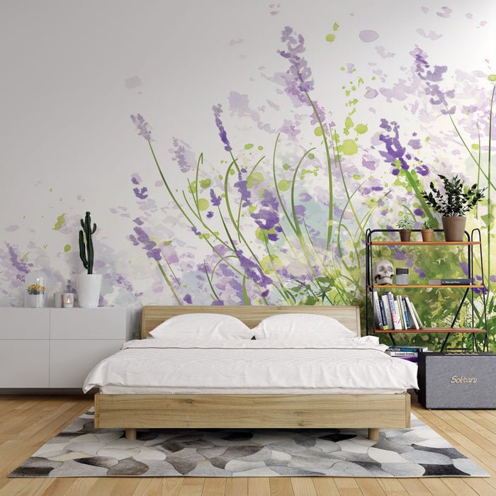 Lavender wallpaper watercolor style - Carving wallpaper