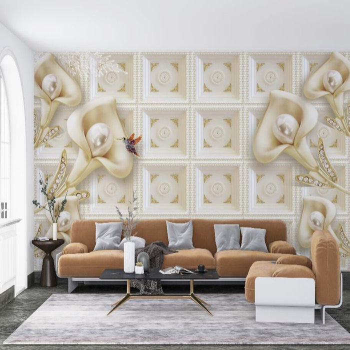 Matilda Wallpaper Mural | Three Dimensional Flowers - Carving wallpaper