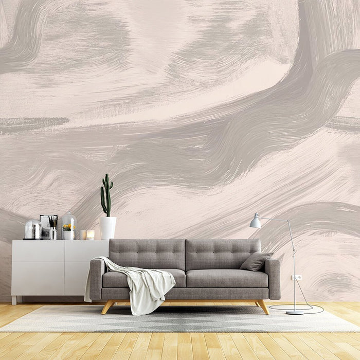 Morandi color abstract wallpaper mural | interweaving light pink and gray tones - Carving wallpaper