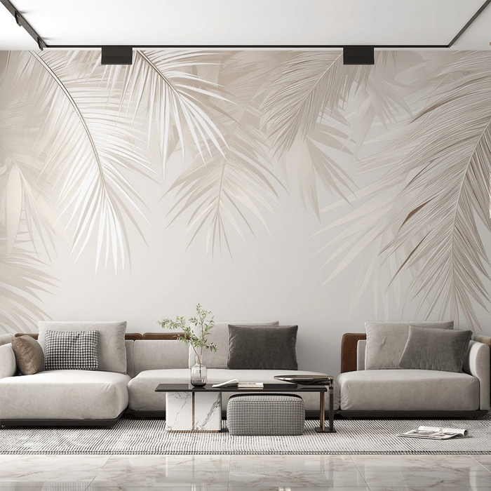 Palm leaf wallpaper brown monochrome - Carving wallpaper