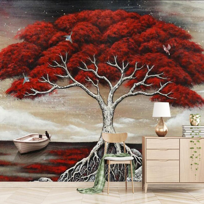 Red mangrove wallpaper mural | Flying birds dream of nature - Carving wallpaper