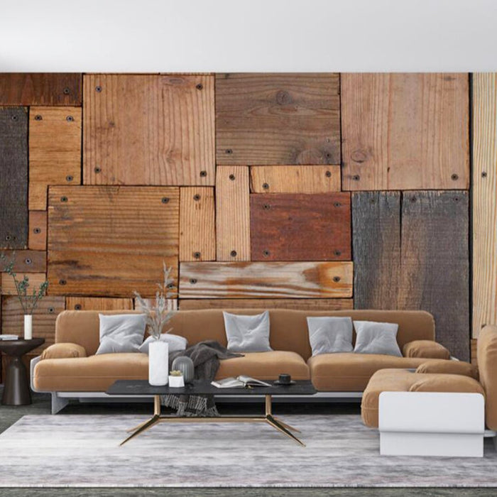 Retro patchwork wooden mural | Imitation wooden wallpaper - Carving wallpaper