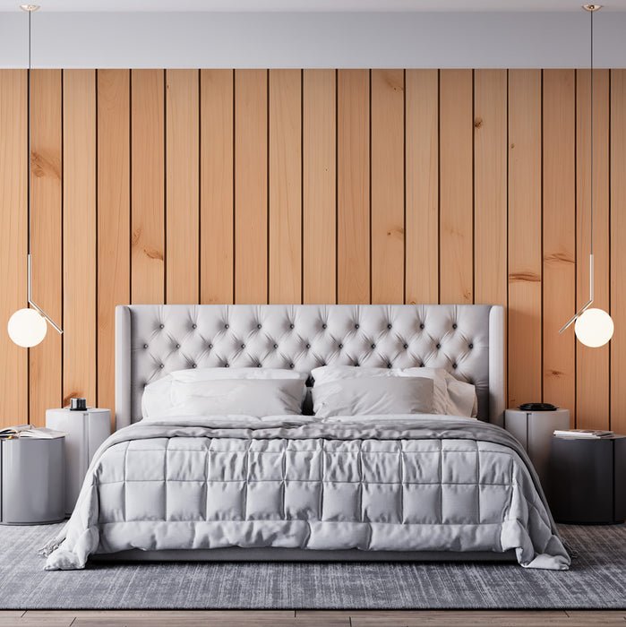 Solid wood texture wallpaper mural | Light brown vertical stripe wood grain - Carving wallpaper