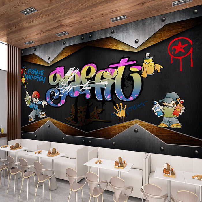 Street art wallpaper murals | casual and creative atmosphere - Carving wallpaper