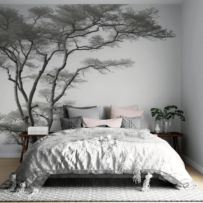 Tree wallpaper black and white realistic - Carving wallpaper