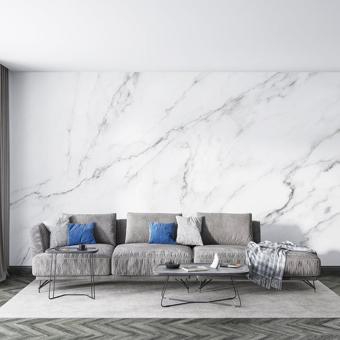 White marble textured wallpaper mural | Natural stone effect - Carving wallpaper
