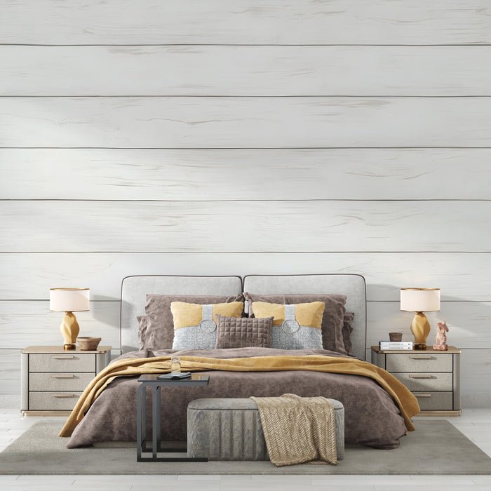 White wood grain wallpaper mural | Imitation of solid wood texture - Carving wallpaper