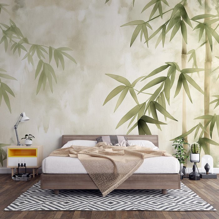 Wind bamboo wallpaper mural | Chinese minimalist wind bamboo scenery - Carving wallpaper