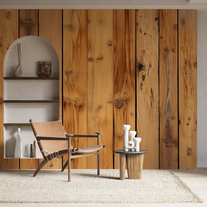 Wooden wallpaper mural | Light colored solid wood texture - Carving wallpaper