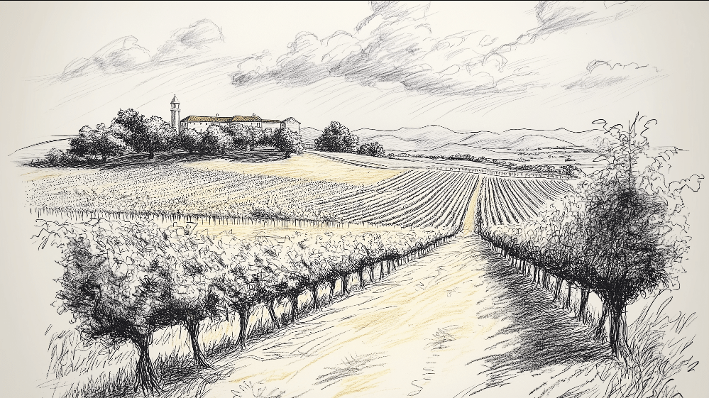 Transform Your Space with Provencal Charm: The Vineyard Sketch Mural Wallpaper