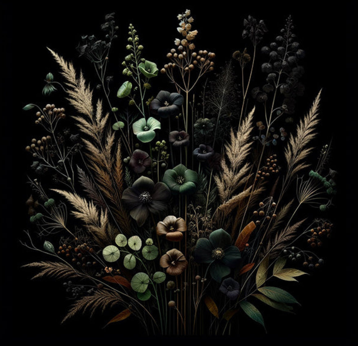 Mystique Noir Botanical Wallpaper: Unveil the Midnight Garden’s Elegance