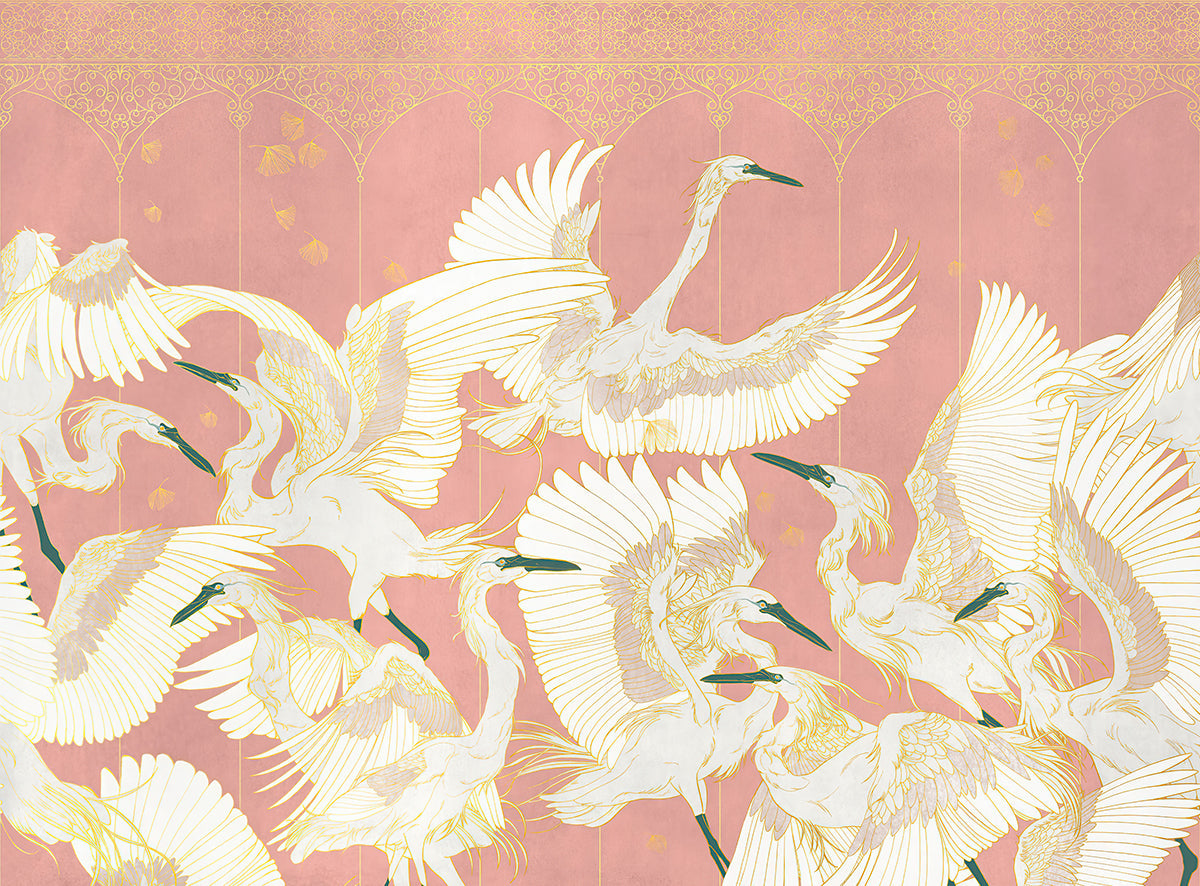 Elevate Your Space with Oriental Elegance: Chinese Crane Wallpaper