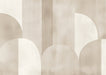 Minimalist Geometric Half-Circle Wallpaper Mural | Beige & White Modern Design