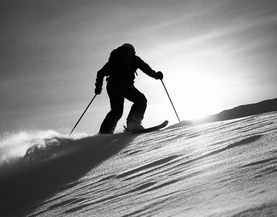Dynamic Black & White Skiing Silhouette Wallpaper Mural - Alpine Adventure Art