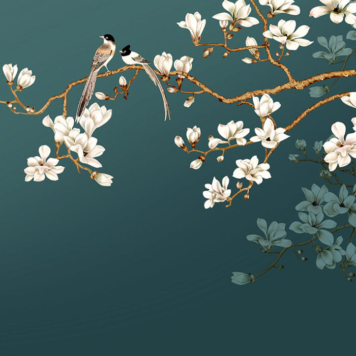Flower and bird style wallpaper | Elegant Zen style decorative wall in living room and bedroom